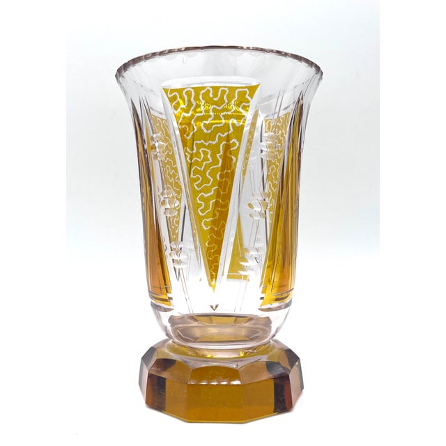 Antique Bohemian Biedermeier Crystal Vase attributed to Moser Carlsbad, 1850 For Sale - Image 4 of 16