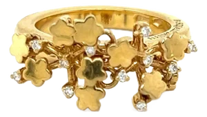 Pasquale Bruni Fiorito Collection Diamond 18k Yellow Gold Shaking Flower Ring, Size 5