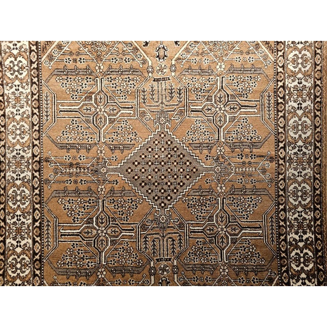 Vintage Persian Bakhtiari Rug, Hand-Knotted Wool, Allover Geometric Pattern, Camelhair & Ivory, 8x11 For Sale - Image 16 of 18
