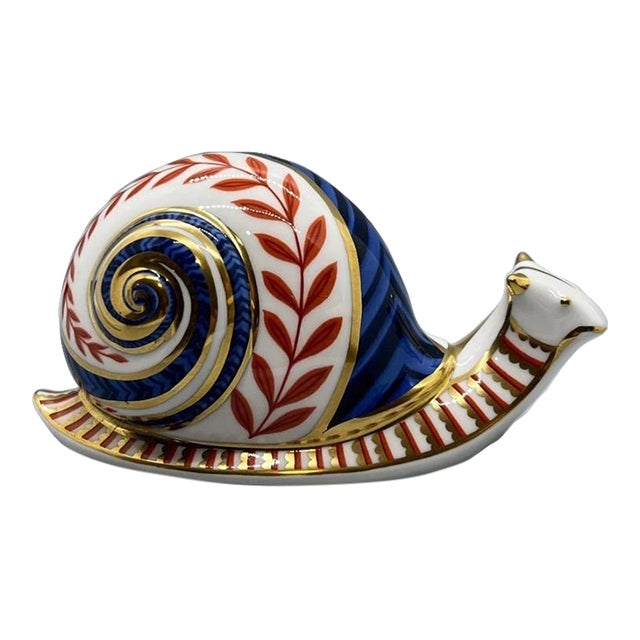 Vintage MCM Royal Crown Derby Imari Snail Figurine For Sale