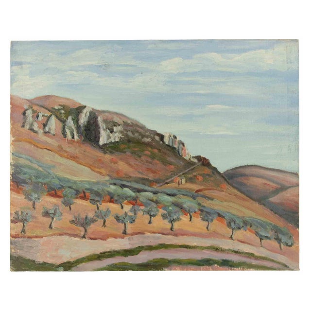 Francesco Settimj, Mountain Landscape, Oil Painting, 1930s For Sale