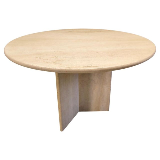 Italian Round Travertine Dining Table, 1970s For Sale - Image 14 of 14