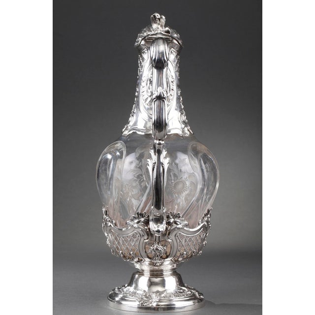 19th Century Silver and Crystal Ewers by Master Silversmith Ernie, 1880, Set of 2 For Sale - Image 8 of 18