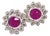 Diamond Ruby Stud Earrings 14 Karat White Gold 1.87 TCW Certified For Sale