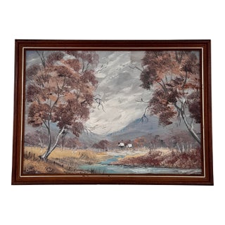 Vintage Nancy Volk Oil Painting Framed Australian Bush Landscape 11x15 For Sale