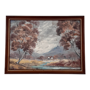 Vintage Nancy Volk Oil Painting Framed Australian Bush Landscape 11x15