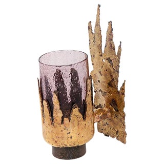 Brass and Glass Sconce, 1970s For Sale