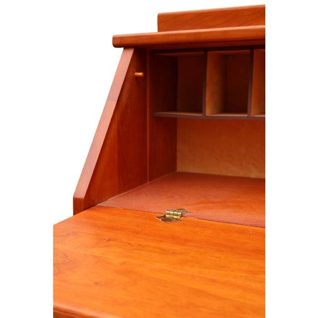 1970s Childs Custom Handcrafted Cherry Drop-Front Secretary Desk & Chair For Sale In Washington DC - Image 6 of 18
