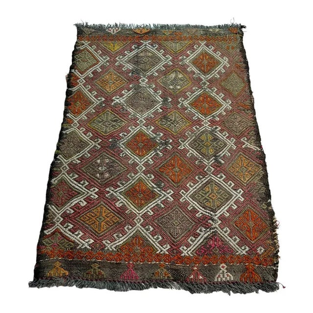 Small Anatolian Turkish Kilim Rug For Sale - Image 3 of 11