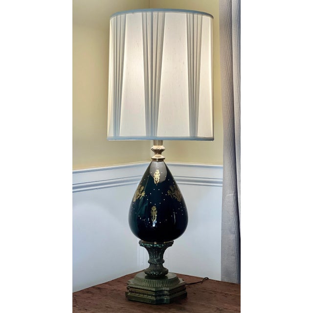 Antique French Brass and Porcelain Table Lamp With Ormolu, Circa 1890 For Sale - Image 10 of 10