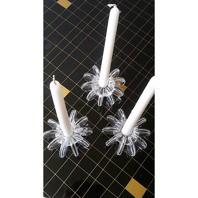 ROSENTHAL Item: Set of 3 candlesticks Age: Approx. 1970s Color/Material: Transparent / Glass Weight per candlestick: 495g...