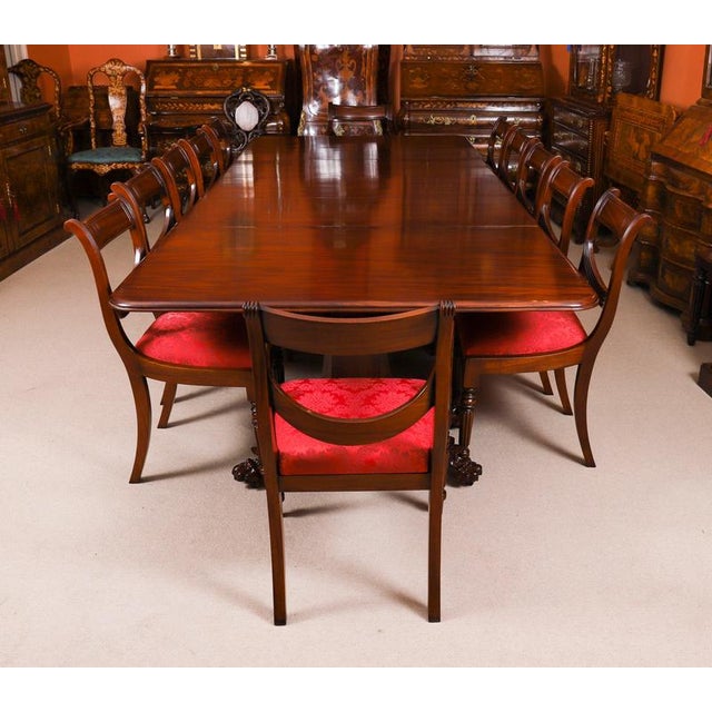 Wood Antique 20th Century George IV Regency Dining Table & Chairs, Set of 13 For Sale - Image 7 of 12