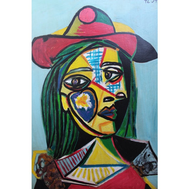 Mid-Century Modern Vintage Cubist Female Portrait For Sale - Image 3 of 5