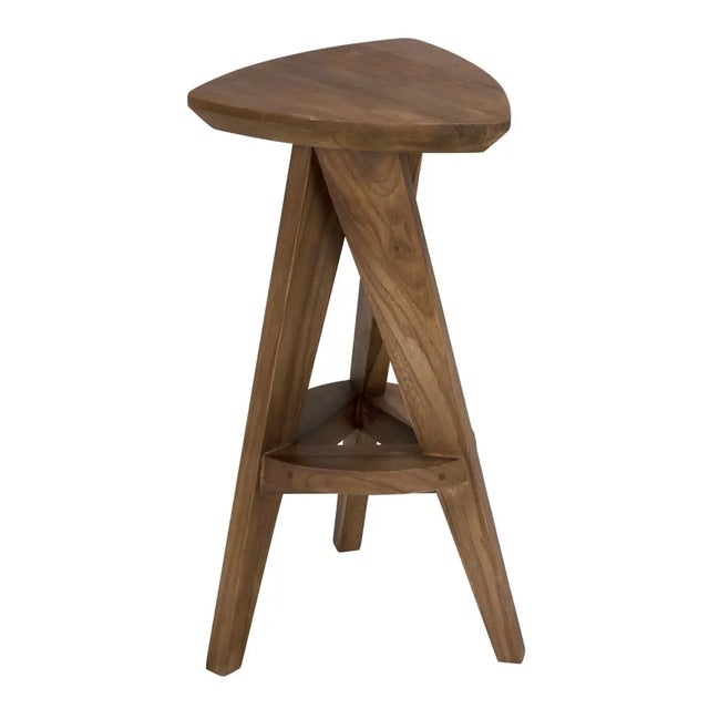 Mid-Century Modern Twist Counter Stool, Teak For Sale - Image 3 of 5
