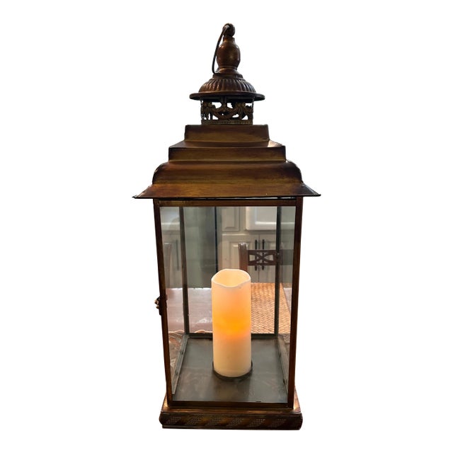 Large Bronze Tone Floor Lantern For Sale