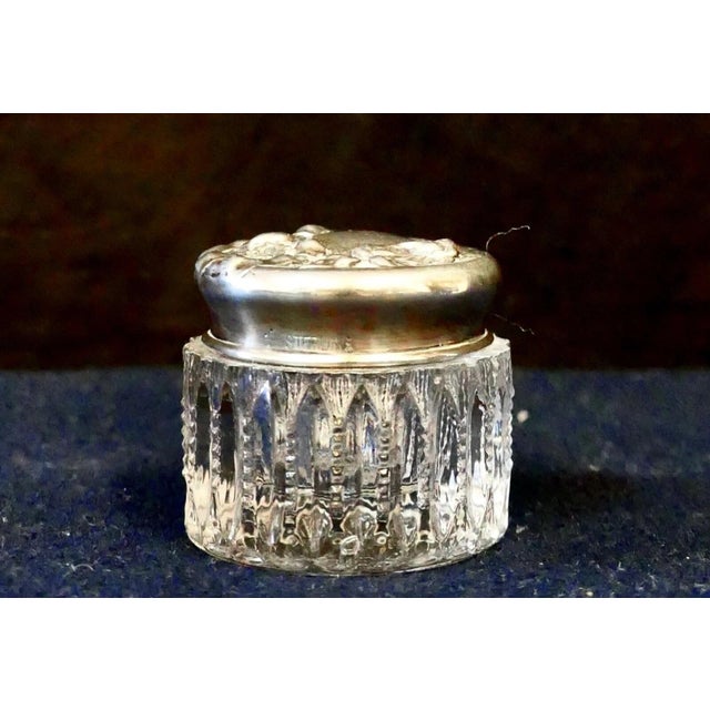 Art Nouveau Early 20th Century Miniature Sterling & Crystal Vanity Jar For Sale - Image 3 of 10