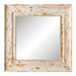 Carolina Mirror Company Distressed White & Gold 45" Wall Mirror For Sale