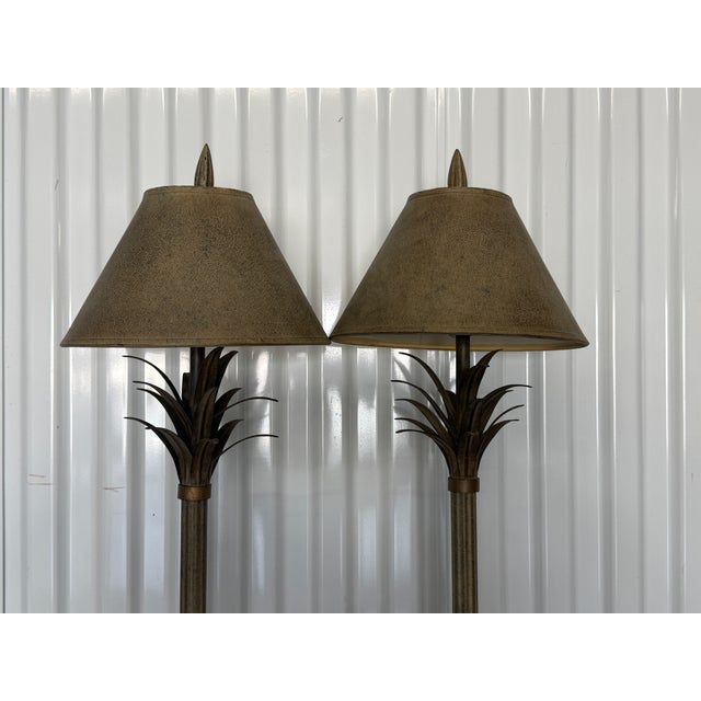 Wood Late 20th Century Statuesque Palm Tree Lamps - A Pair For Sale - Image 7 of 8