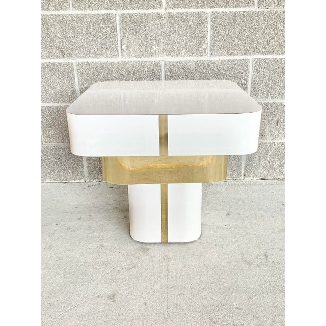 Vintage Post Modern White and Gold Side Table For Sale - Image 13 of 13