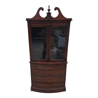 Vintage Curved Front China Cabinet / Secretary Cabinet For Sale