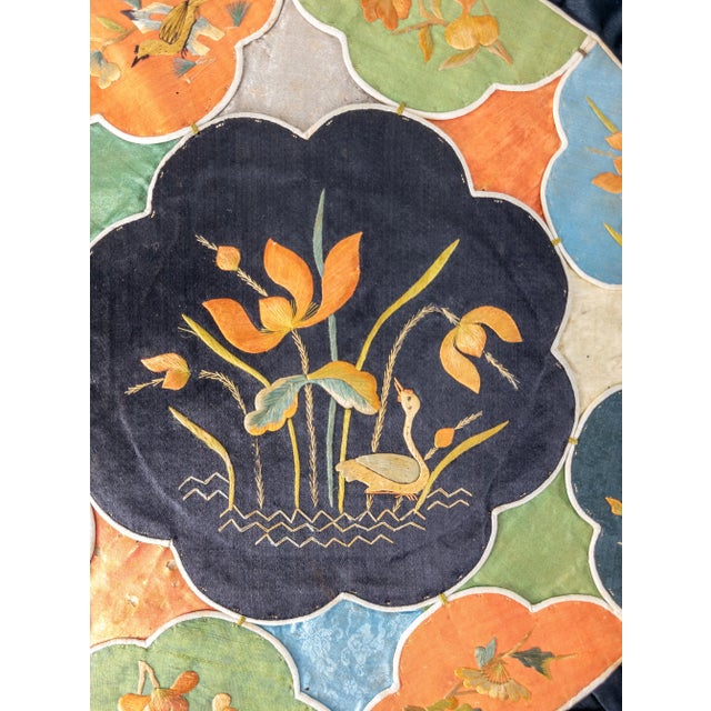 19th Century Fine Chinese Silk Embroidered Round Pillow Case Cover For Sale In New York - Image 6 of 11