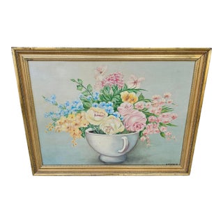 Italian Antique Floral Still Life Painting by A. R. Esposito, C. 1890–1920 For Sale