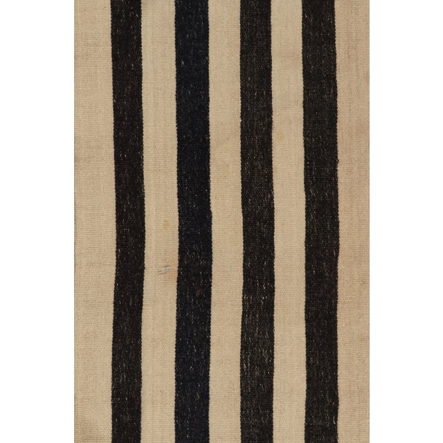 Vintage Turkish Kilim Rug in Beige-Brown With Black Stripe Patterns For Sale In New York - Image 6 of 8