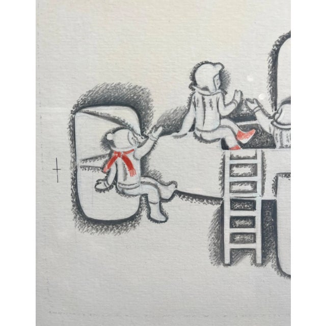 Modern Marina Yevgenyevna Uspenskaya, Little Pilots, Gouache and Ink, 1982 For Sale - Image 3 of 7