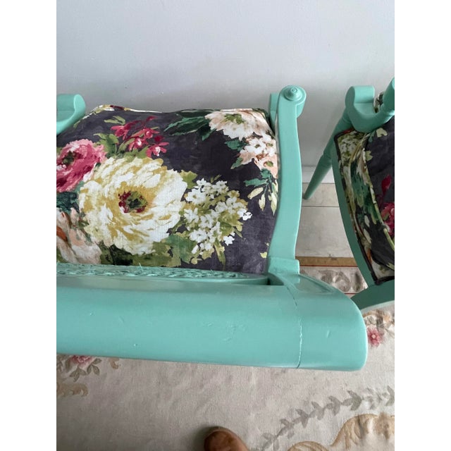 A Pair of Vintage French Provincial Upholstered Cane Chairs For Sale - Image 12 of 12