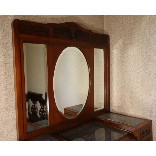 Mahogany & Marble Chest of Drawers with Mirror, 1900s For Sale - Image 10 of 18