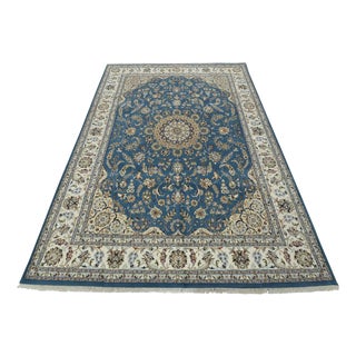 Fine Traditional Rug 8’10” X 12’3” Blue Wool Hand-Knotted Oriental Carpet For Sale