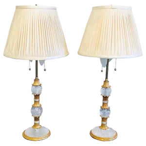 Rock Crystal Baguès Style Table Lamps - A Pair
