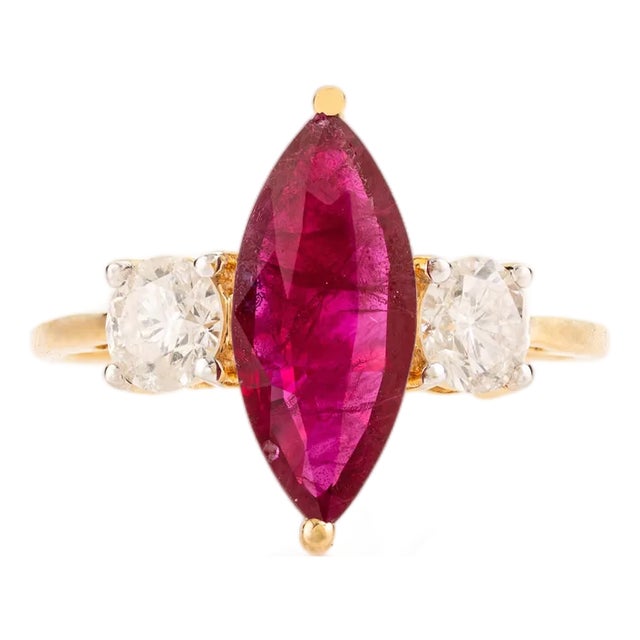 Victorian Chic Ruby Diamond Early 20s Engagement Ring in 14k Gold Size 6.5 For Sale