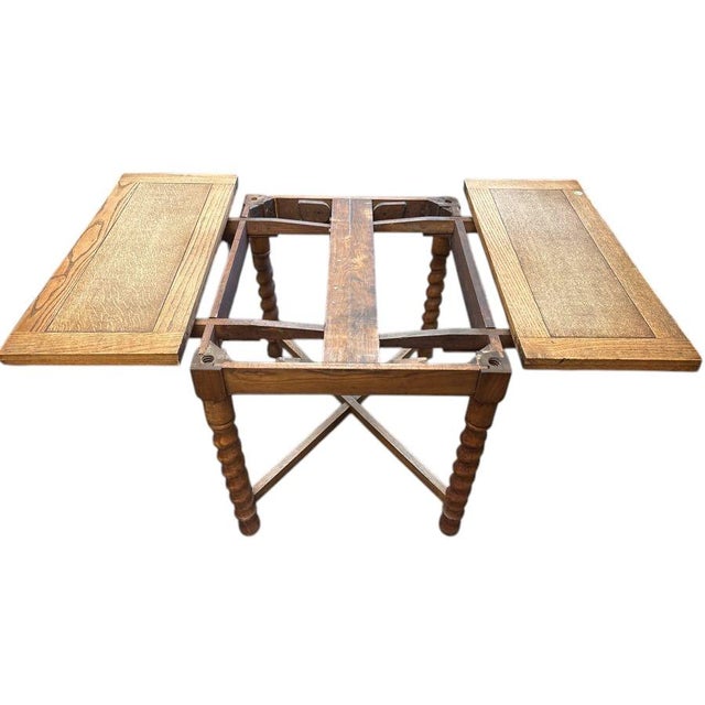 American Antique Pub Draw-Leaf Barley Twist Solid Wood Table For Sale - Image 3 of 8