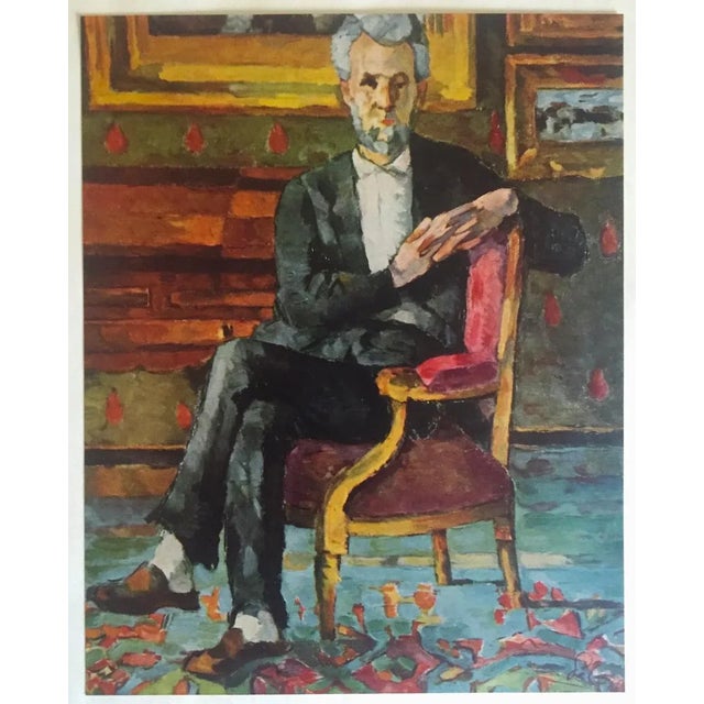 Olive Vintage 1952 Post Impressionist Authentic Lithograph Print " Chocquet Seated " After Paul Cezanne1887 For Sale - Image 8 of 8