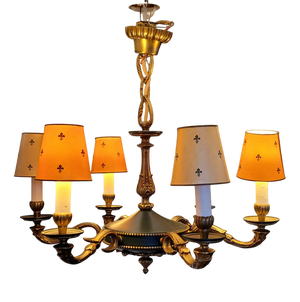 Large Antique French Brass Chandelier, 1900s