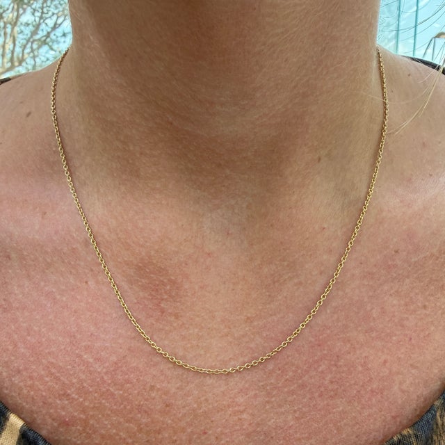 Gold Tiffany & Co. 18k Yellow Gold Rolo Link Princes Chain Necklace For Sale - Image 8 of 8