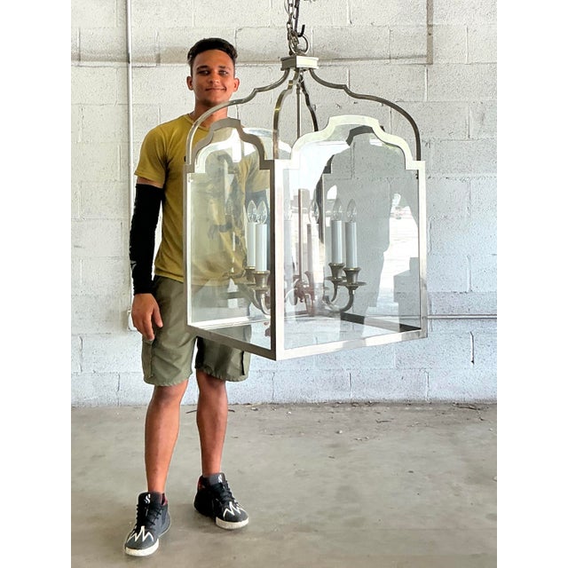 Early 21st Century Visual Comfort Regency Chrome Lantern For Sale - Image 9 of 11