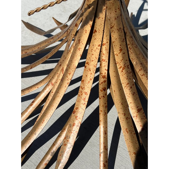 Gold 1960s Mid Century Modern Attributed to Coco Chanel Sheaf of Wheat Accent Glass Metal Table For Sale - Image 8 of 10