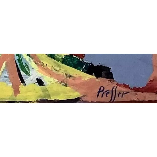 Abstract 1940s Josef Presser Abstract Composition Mixed-Media Painting on Paper, Framed For Sale - Image 3 of 3