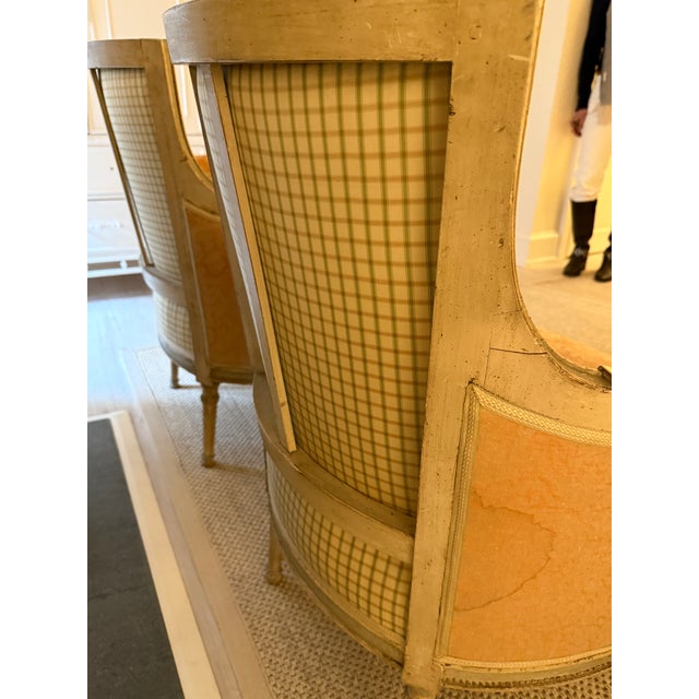 Antique French Bergères With Fortuny Upholstery For Sale - Image 9 of 11