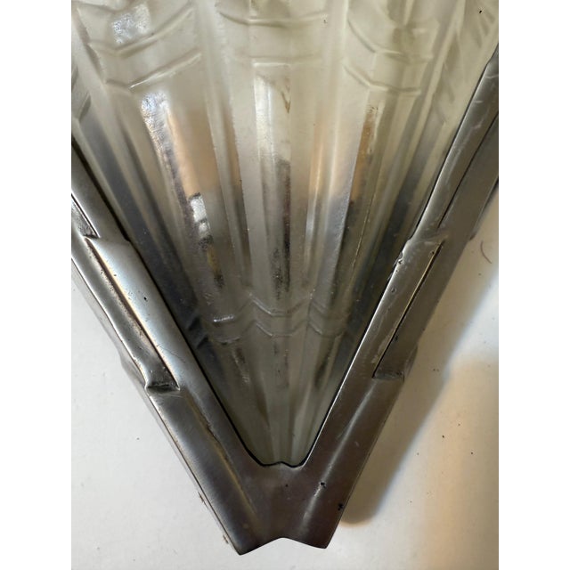 Silver 1920s Pair of Frnech Art Deco Sconces Signed Noverdy For Sale - Image 8 of 14