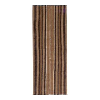Brown Vintage Striped Kilim Rug - 2`9" X 7`8" For Sale