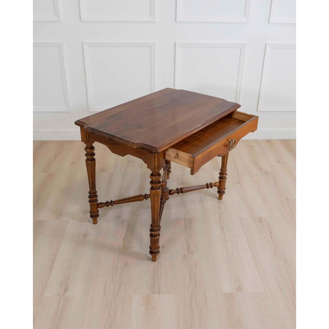 Italian 19th Century Italian Walnut Writing Desk, Neoclassical Design For Sale - Image 3 of 18