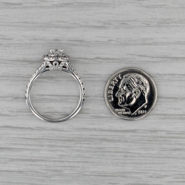 0.81ctw Round Diamond Halo Engagement Ring 14k White Gold Sz 6.25 Cathedral Band For Sale In Greensboro - Image 6 of 6