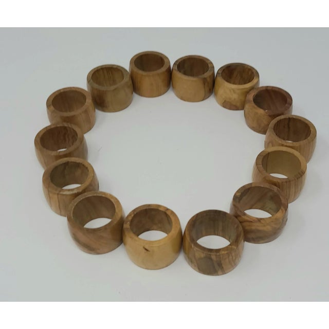 Wood Vintage Burl Wood Napkin Rings Set of 14 For Sale - Image 7 of 13