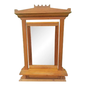 19th Century Victorian Maple Framed Wall Shaving Mirror
