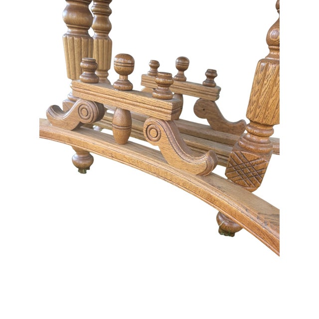 Brown Early 20th Century Jacobean Revival Quarter-Sawn Tiger Oak 6-Leg Extension Dining Table For Sale - Image 8 of 18