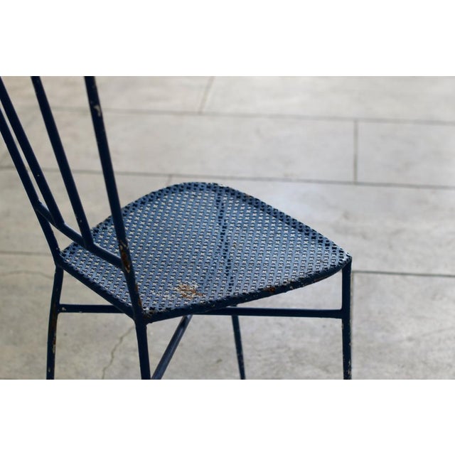 Blue Blue Wrought Iron Garden Chairs, 1950, Set of 4 For Sale - Image 8 of 14