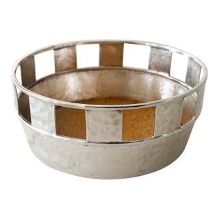 1980s Emilia Castillo Vintage Hand Hammered Silver Plate Wine Bottle Coaster For Sale